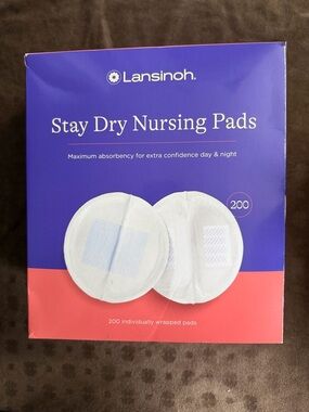 Lansinoh Stay Dry Nursing Pads - Purple & Coral Box